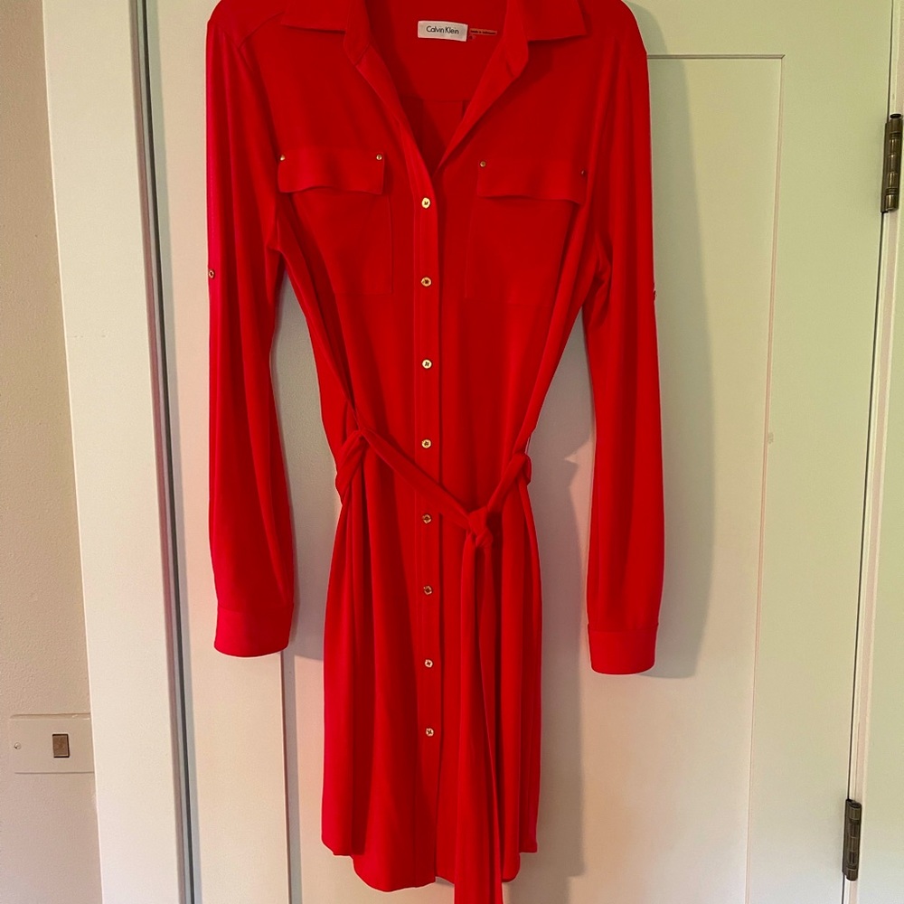Calvin Klein long sleeve shirt dress. Lightweight size 6.